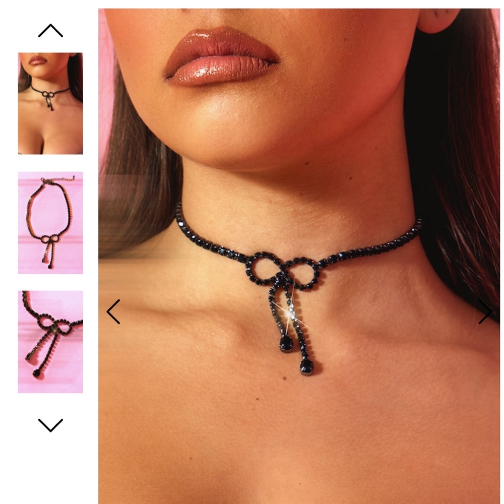 SOLD NWT Black Diamante Bow Choker